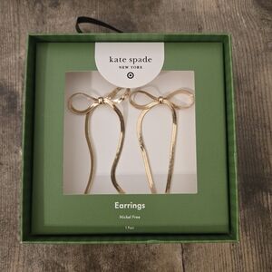 NEW Kate Spade Gold Ribbon Earrings Gift Idea Valentines Day!